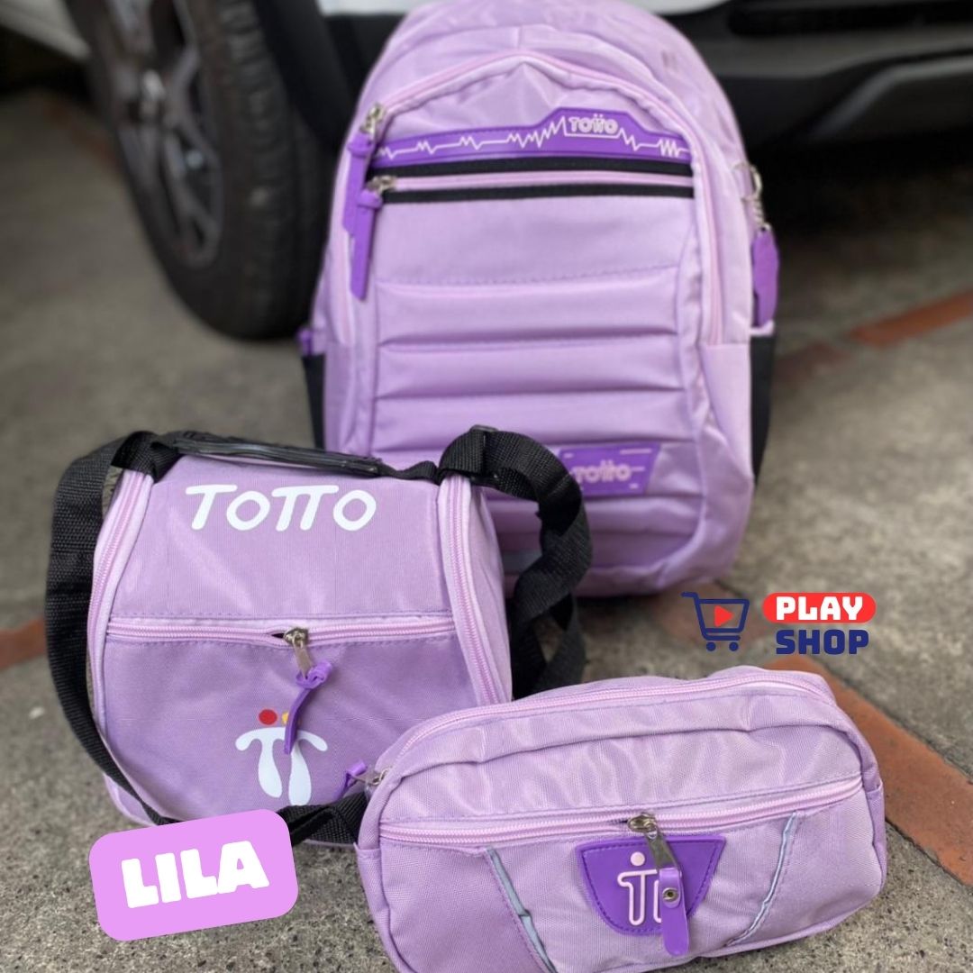 Combo Morral🎒+ Cartuchera +✏️ Lonchera TOTTO 3X1