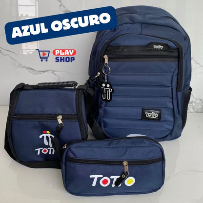 Combo Morral🎒+ Cartuchera +✏️ Lonchera TOTTO 3X1