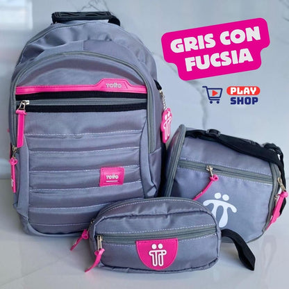 Combo Morral🎒+ Cartuchera +✏️ Lonchera TOTTO 3X1