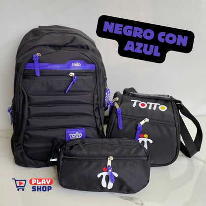 Combo Morral🎒+ Cartuchera +✏️ Lonchera TOTTO 3X1