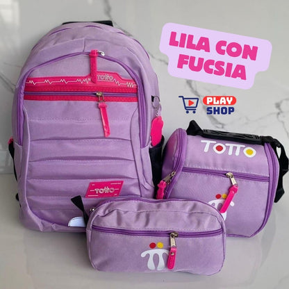 Combo Morral🎒+ Cartuchera +✏️ Lonchera TOTTO 3X1
