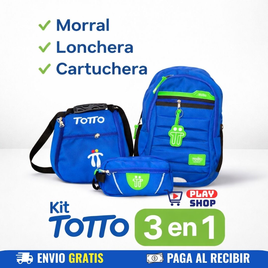 Combo Morral🎒+ Cartuchera +✏️ Lonchera TOTTO 3X1