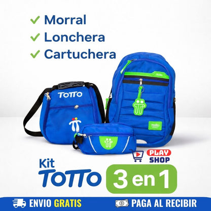 Combo Morral🎒+ Cartuchera +✏️ Lonchera TOTTO 3X1