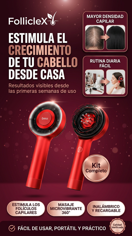 FollicleX - Cepillo Masajeador Capilar Eléctrico